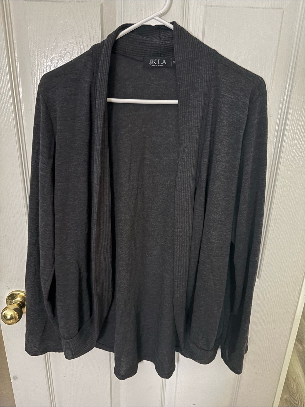 JKLA Open-Front Charcoal Gray Cardigan